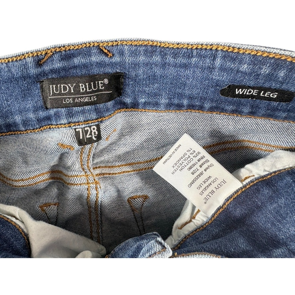 Judy Blues Los Angeles Wide Leg Jeans Womens 7/28 Blue Denim Cotton Medium Wash - Picture 4 of 7